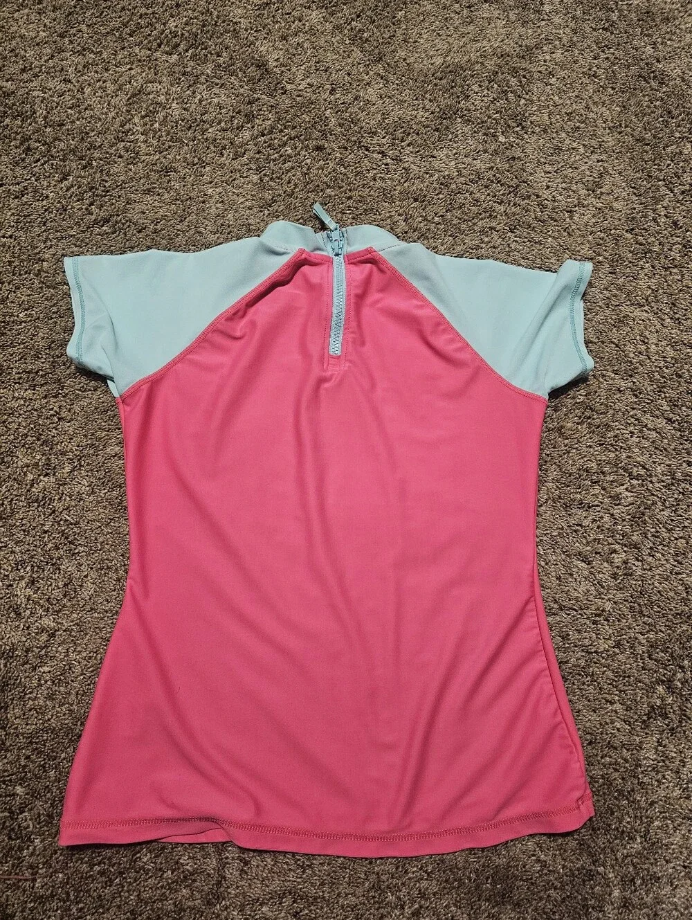 Pink and Light Blue Short Sleeve Rash Guard. Eddie Bauer Brand EUC